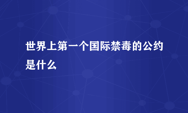 世界上第一个国际禁毒的公约是什么