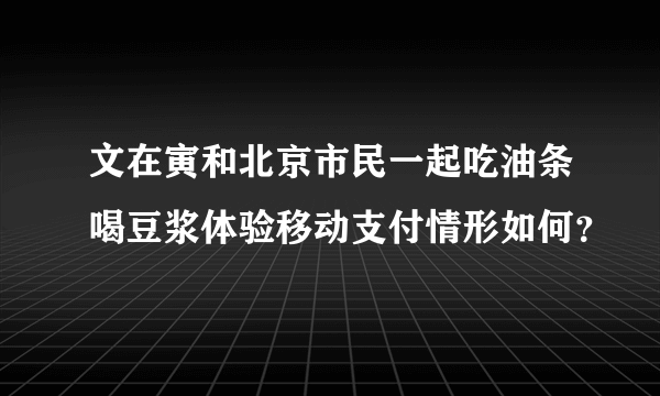 文在寅和北京市民一起吃油条喝豆浆体验移动支付情形如何？