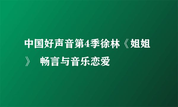 中国好声音第4季徐林《姐姐》  畅言与音乐恋爱