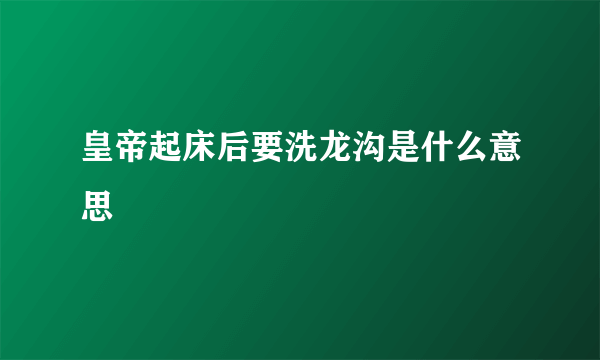 皇帝起床后要洗龙沟是什么意思