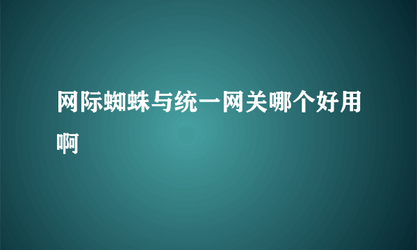 网际蜘蛛与统一网关哪个好用啊