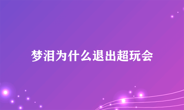 梦泪为什么退出超玩会