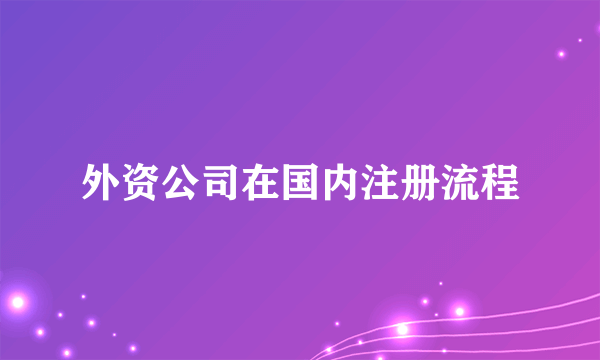 外资公司在国内注册流程