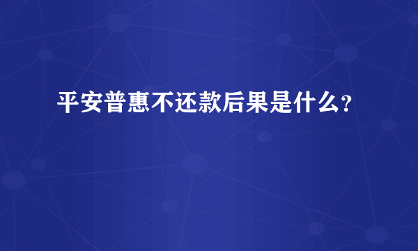 平安普惠不还款后果是什么？