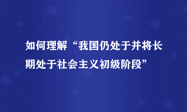 如何理解“我国仍处于并将长期处于社会主义初级阶段”