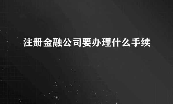 注册金融公司要办理什么手续