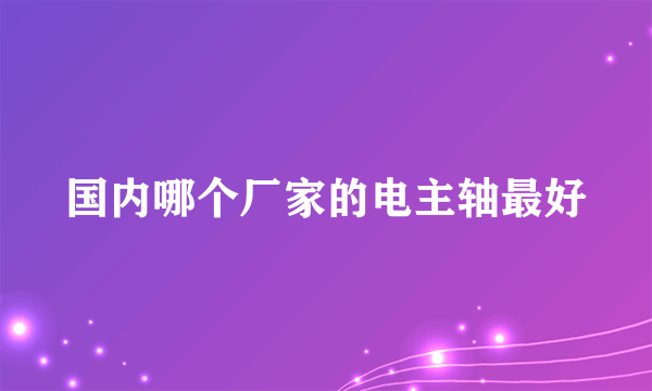 国内哪个厂家的电主轴最好