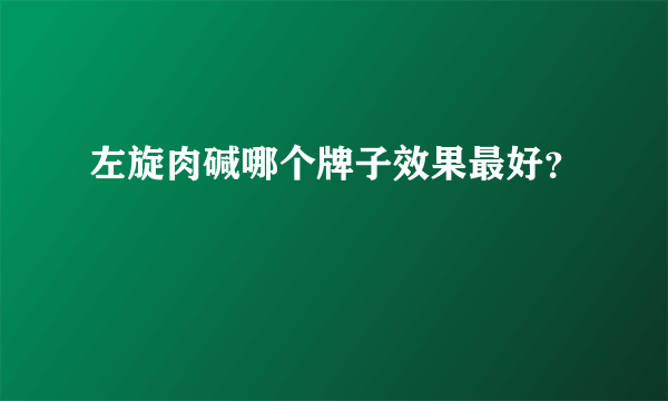 左旋肉碱哪个牌子效果最好？