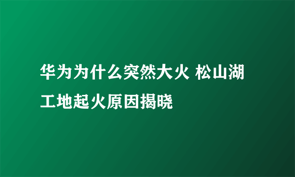 华为为什么突然大火 松山湖工地起火原因揭晓