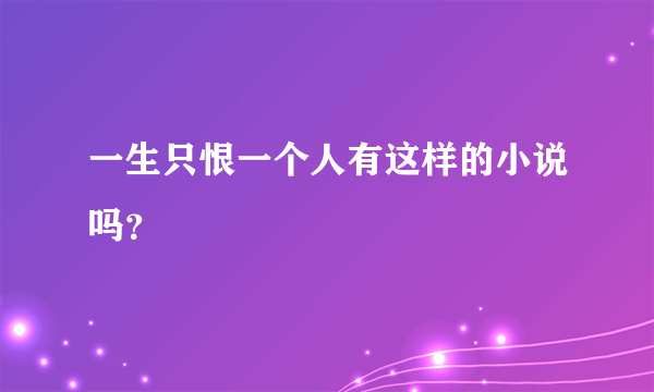 一生只恨一个人有这样的小说吗？