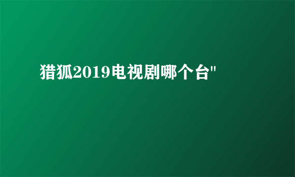 猎狐2019电视剧哪个台