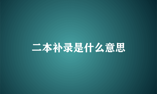 二本补录是什么意思