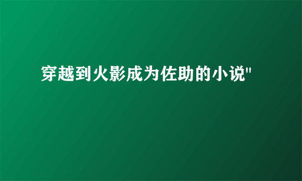 穿越到火影成为佐助的小说