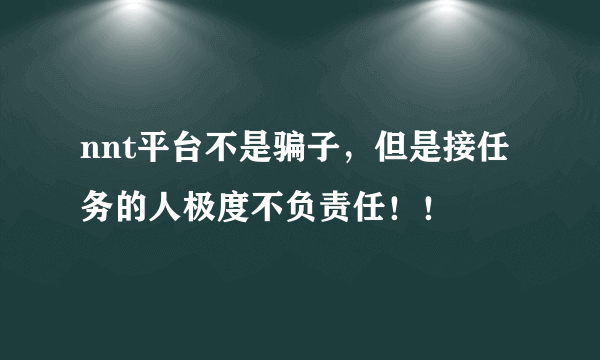 nnt平台不是骗子，但是接任务的人极度不负责任！！