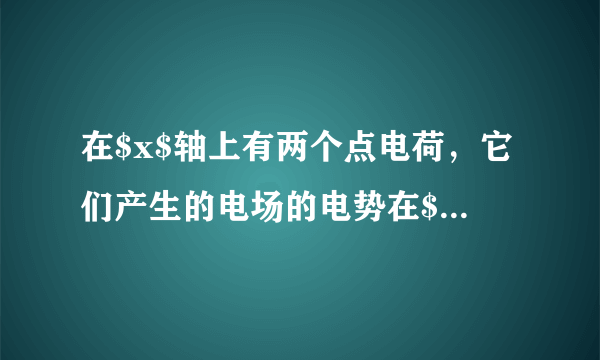 在$x$轴上有两个点电荷，它们产生的电场的电势在$x$轴上分布如图所示。下列说法正确的是（  ）A. $x=x_{1}$处电场强度为$0$B. $q_{1}$和$q_{2}$一定带异种电荷C. 正电荷沿$x$轴从$x_{1}$移动到$x_{2}$，所受电场力增大D. 正电荷沿$x$轴从$x_{1}$移动到$x_{2}$，电场力做正功