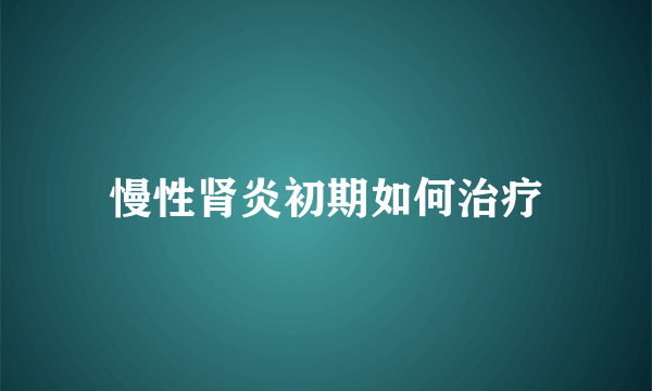 慢性肾炎初期如何治疗