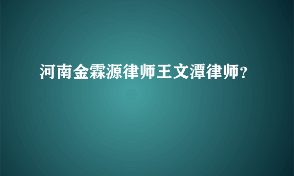 河南金霖源律师王文潭律师？