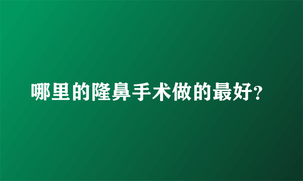 哪里的隆鼻手术做的最好？