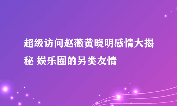 超级访问赵薇黄晓明感情大揭秘 娱乐圈的另类友情