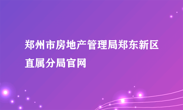 郑州市房地产管理局郑东新区直属分局官网