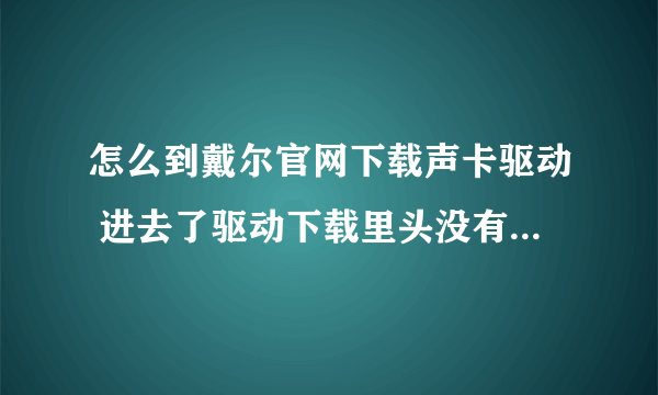 怎么到戴尔官网下载声卡驱动 进去了驱动下载里头没有有声卡这一栏!