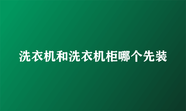 洗衣机和洗衣机柜哪个先装