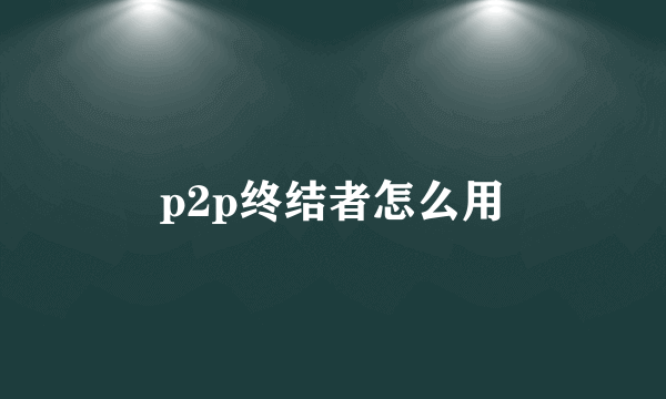 p2p终结者怎么用