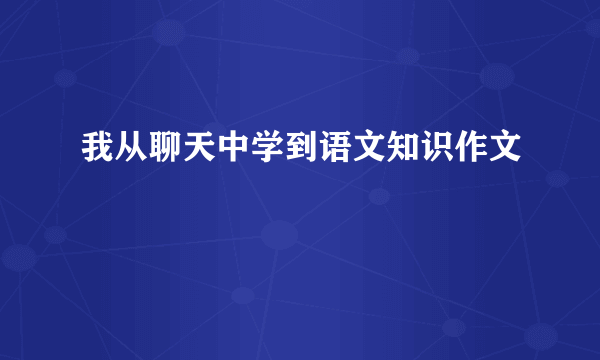 我从聊天中学到语文知识作文