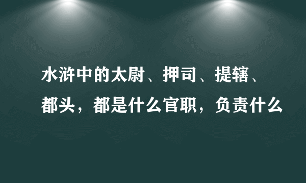 水浒中的太尉、押司、提辖、都头，都是什么官职，负责什么