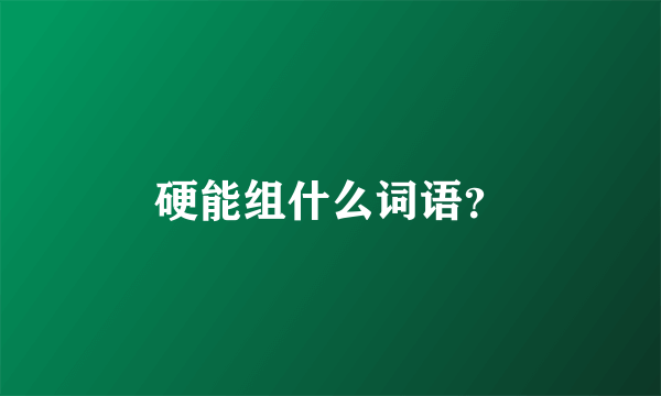 硬能组什么词语？