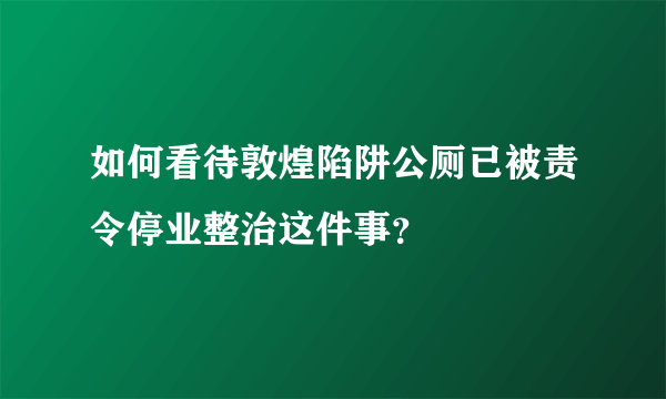 如何看待敦煌陷阱公厕已被责令停业整治这件事？