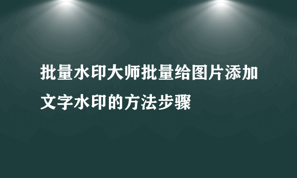 批量水印大师批量给图片添加文字水印的方法步骤