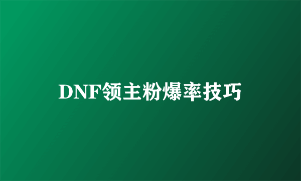 DNF领主粉爆率技巧