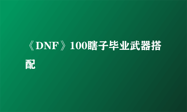 《DNF》100瞎子毕业武器搭配