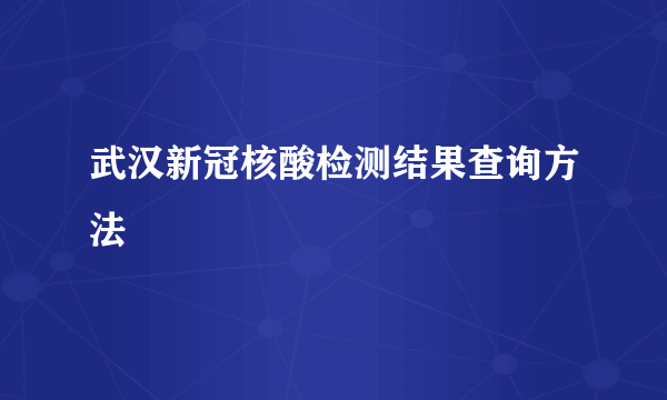 武汉新冠核酸检测结果查询方法