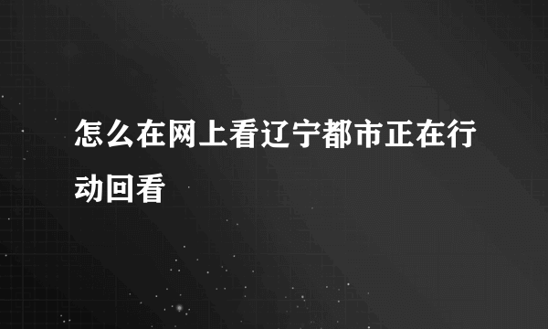 怎么在网上看辽宁都市正在行动回看