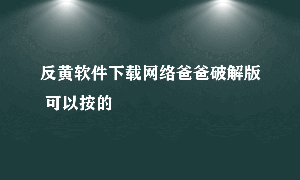 反黄软件下载网络爸爸破解版 可以按的