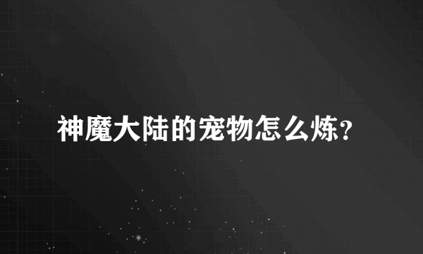 神魔大陆的宠物怎么炼？