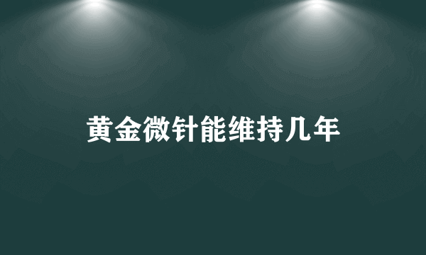 黄金微针能维持几年