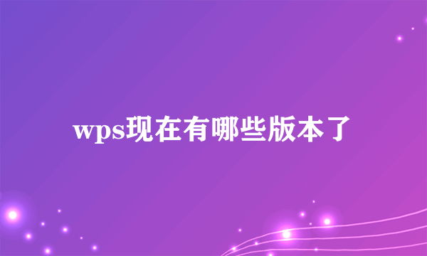 wps现在有哪些版本了