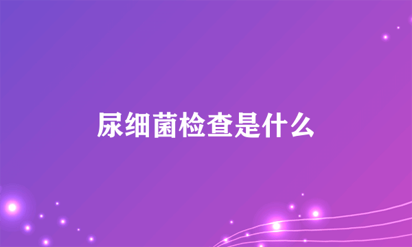 尿细菌检查是什么