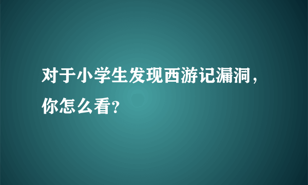 对于小学生发现西游记漏洞，你怎么看？