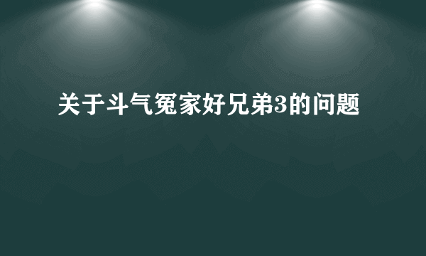 关于斗气冤家好兄弟3的问题