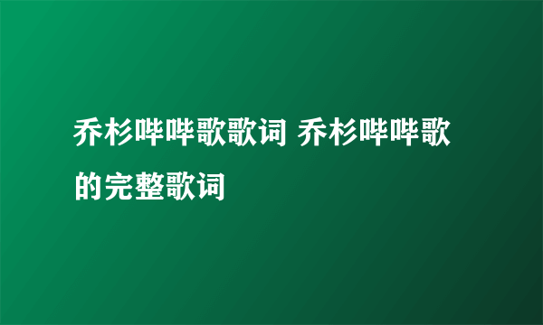 乔杉哔哔歌歌词 乔杉哔哔歌的完整歌词