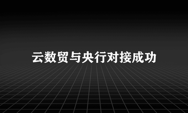 云数贸与央行对接成功