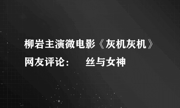 柳岩主演微电影《灰机灰机》网友评论：屌丝与女神