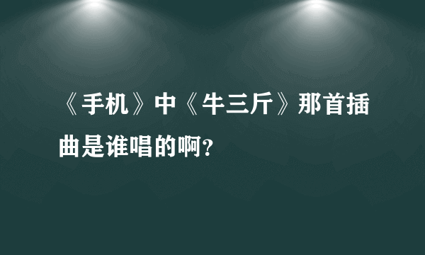 《手机》中《牛三斤》那首插曲是谁唱的啊？