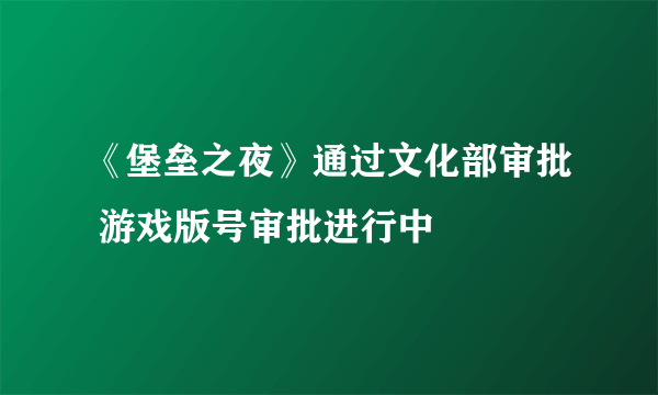 《堡垒之夜》通过文化部审批 游戏版号审批进行中