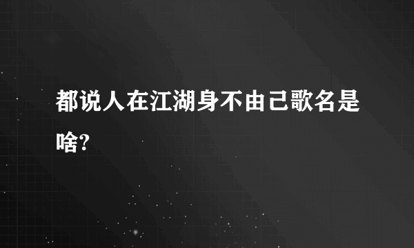 都说人在江湖身不由己歌名是啥?