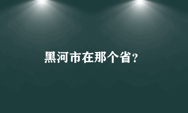 黑河市在那个省？